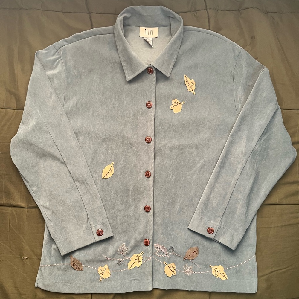 Like New Teddi Teal Button-Up Shirt Jacket